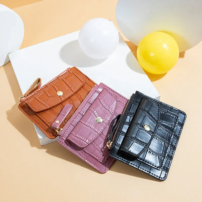 Pu Leather Mini Coin Purse for Women Stone Pattern  Girl Cute Zipper ID Bus Card Wallet Women Lady Money Wallet Key Case Bags