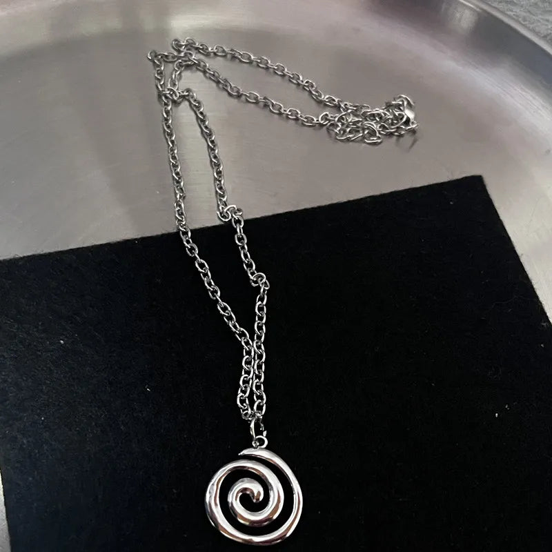 Y2K Fire Heart & Teeth Pendant Necklace