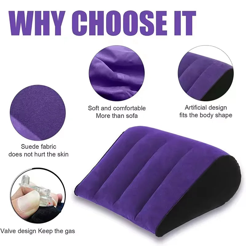Inflatable Flocked Couple Positioning Wedge Pillow