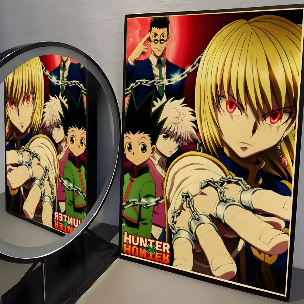 Anime H-Hunter X Hunter Poster Stickers Mural Painting Self-Adhesive Wall Decals for Bedroom Living Room Home HD Decor Gift