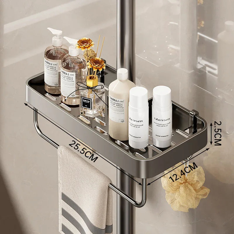 Removable Aluminum Shower Rod Storage Tray