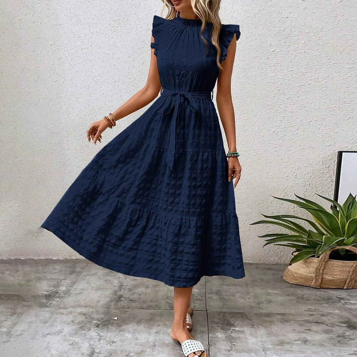 Women's Solid Strap-Detail Beach Dress