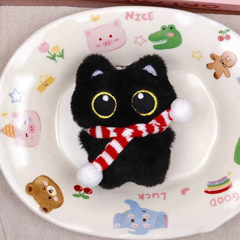 Black Cat Plush Bag Charm Keychain