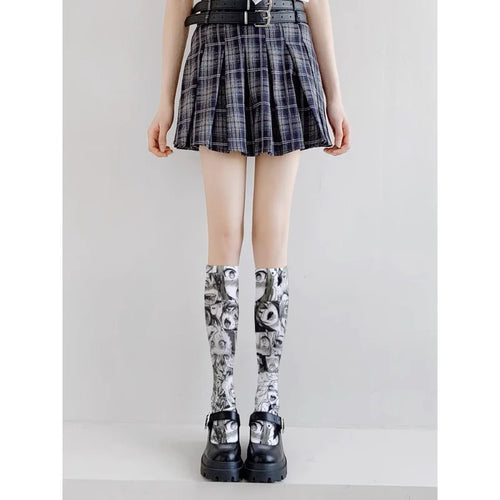 Ahegao Meme Anime Face Print Cute Kawaii Thigh High Socks Over Knee Soft Elastic Velvet Lolita Cosplay Socks Gift For Anime Fans