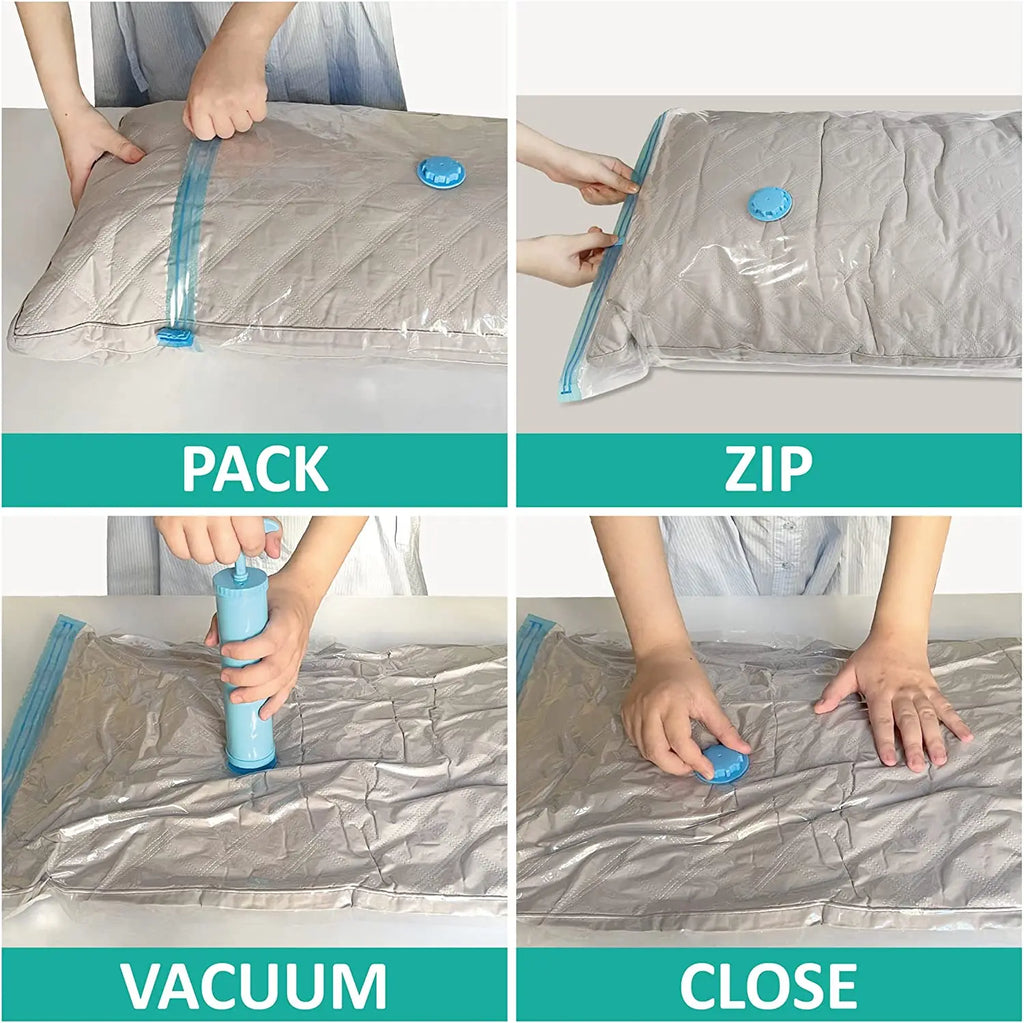 Vacuum Bag for Clothes Storage Bag With Valve Transparent Border Folding Compressed Organizer Travel Space Saving Seal Packet