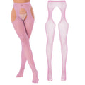 Women Sexy Solid Color Stretchy Leggings See Through Hollow Out Fishnet Stocking Lingerie Cutout Crotchless Tights Pantyhose