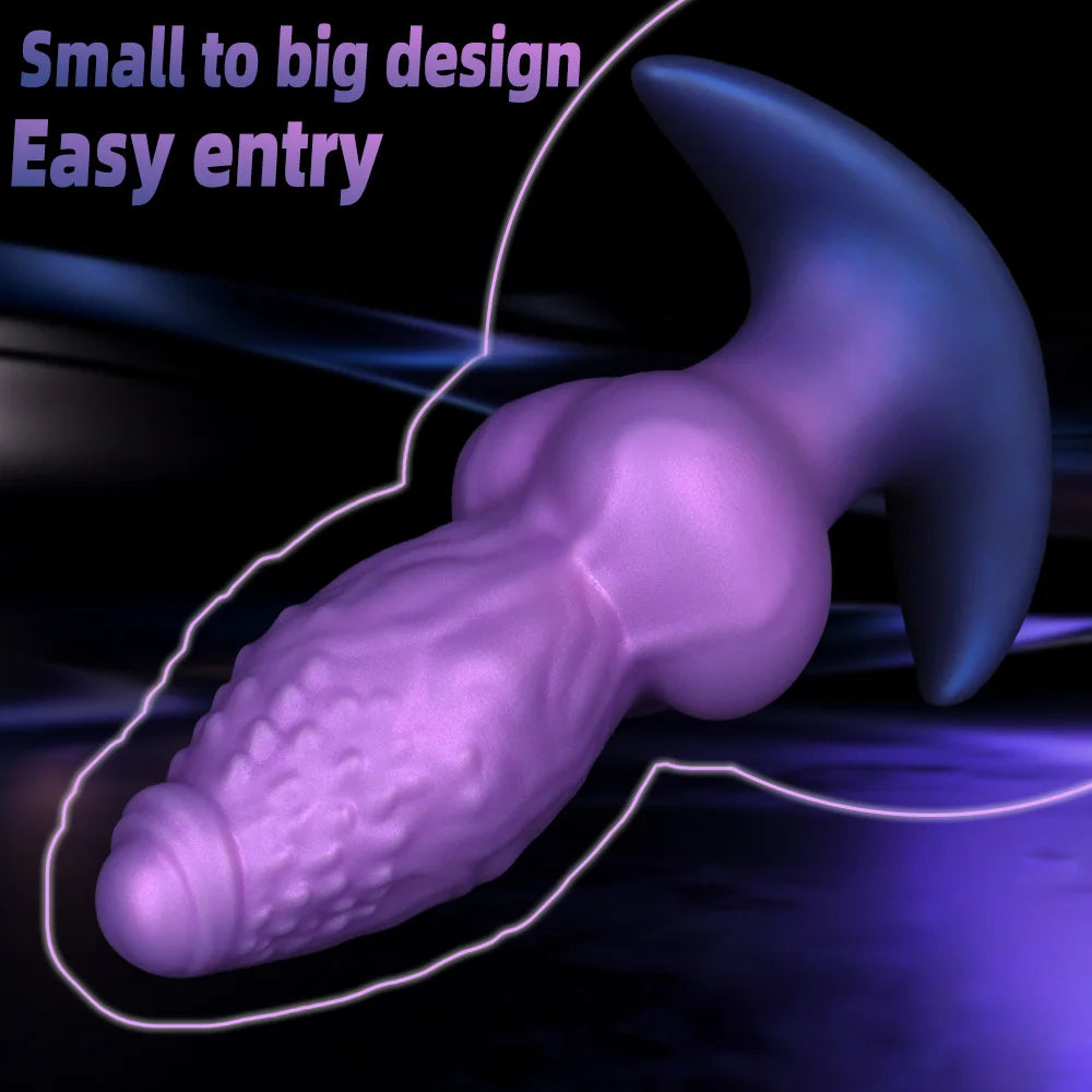 Textured Silicone Anal Plug with Flared Base