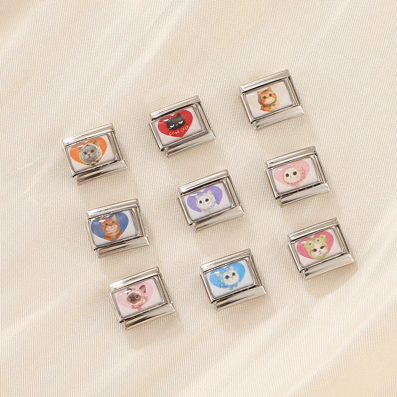 Cat Head Italian Charm Bracelet – 9mm Links