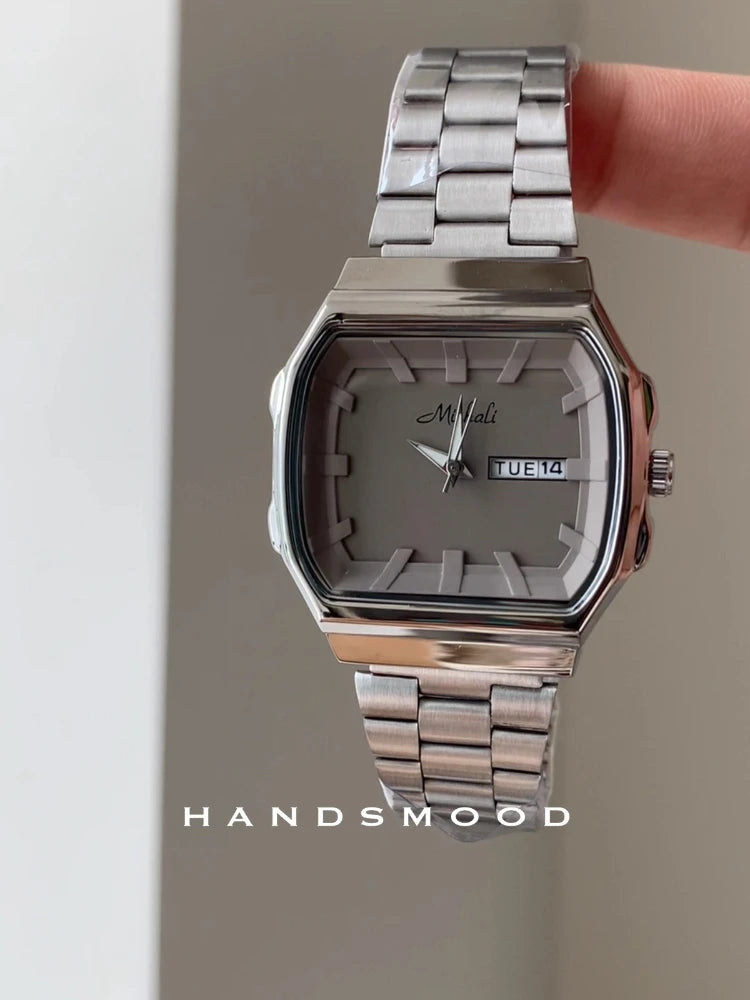 Stainless Steel Women's Watch Exquisite Square Quartz Watch Calendar Waterproof Bracelet Fashion Elegant Women's Watch