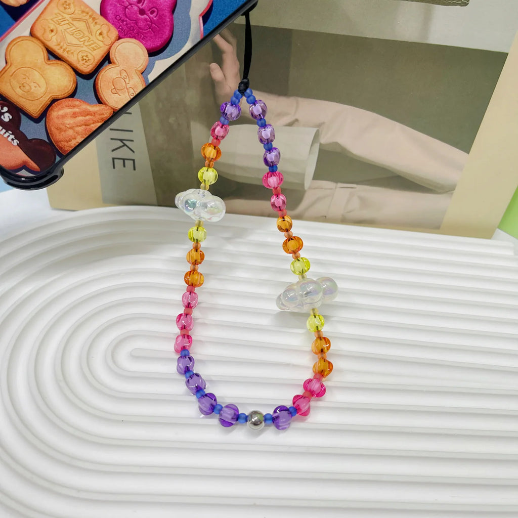 Colorful Cloud Beaded Phone Charm