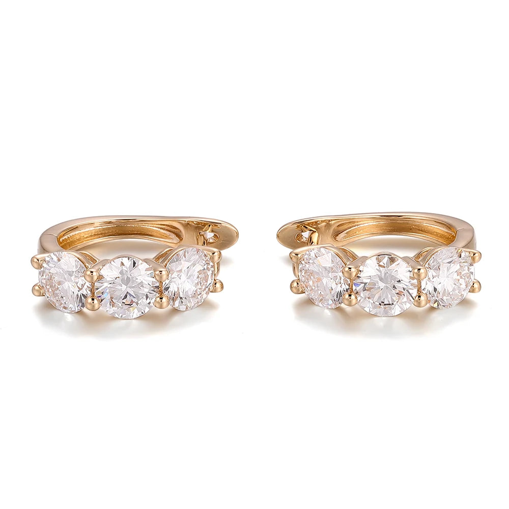 Provence jewelry 10K 14K solid gold hoop earrings round cut lab diamond earrings for women sparkling wedding anniversary gifts