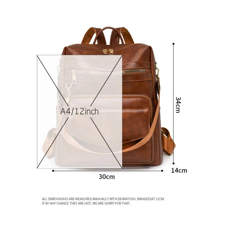 Backpack Purse for Women pu Large LadiesFashion Tassel Pu Leather Travel Backpack Purse Designer Ladies Shoulder Bags Waterproof