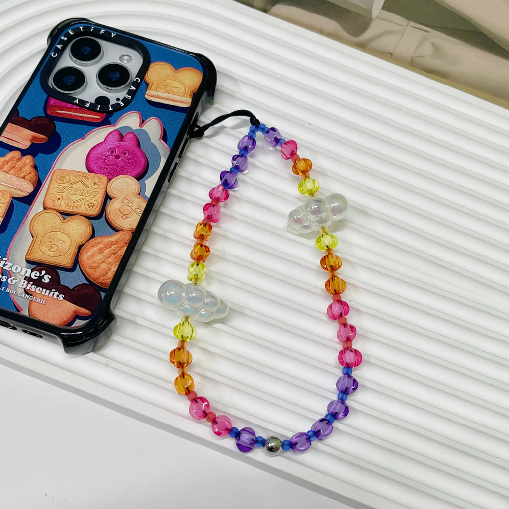Colorful Cloud Beaded Phone Charm