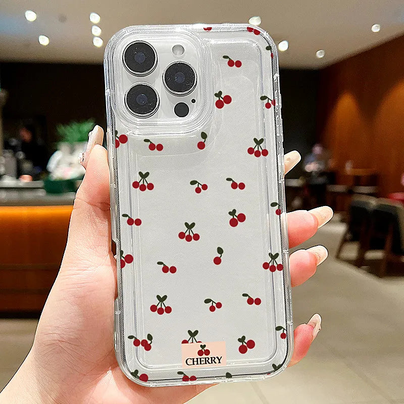 Cherry Print Clear TPU Phone Case for iPhone
