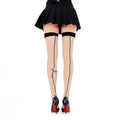 Thigh High Stocking for Women Back Seam Lace Edge Stocking Black Lines Music Notation Over Knee Sock
