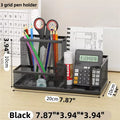 3-Compartment Black Mesh Desk Organizer