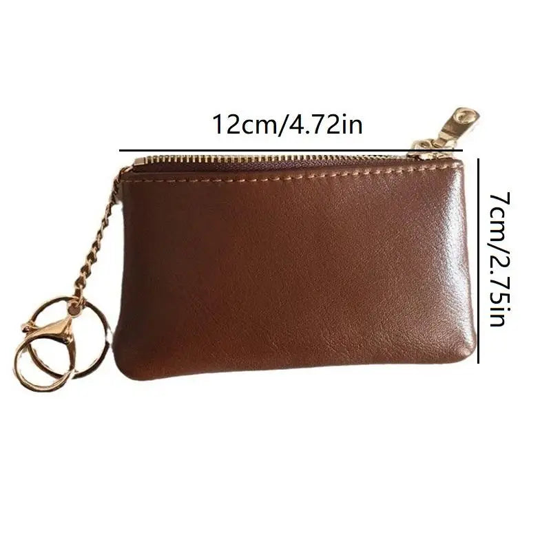 PU Leather Mini Coin Purse With Gold Keychain And Smooth Zipper Perfect For Daily Use Carrying Cards Cash Keys Small Items