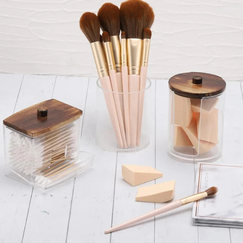 Bathroom Cotton Swab & Cotton Ball Organizer Set