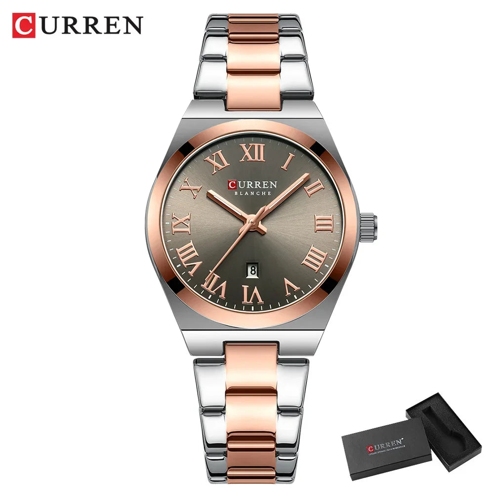 Women's Silver Stainless Steel Date Dress Watch
