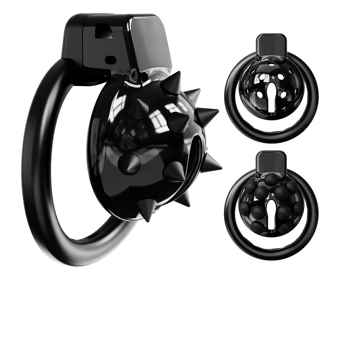 Silicone Chastity Cage with Spiked Rings