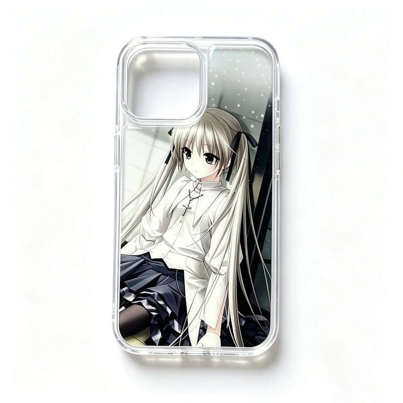 Y2K Anime Girl Transparent Phone Case for iPhone