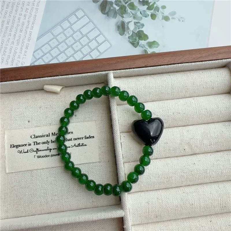 Candy Color Heart & Glass Bead Bracelet
