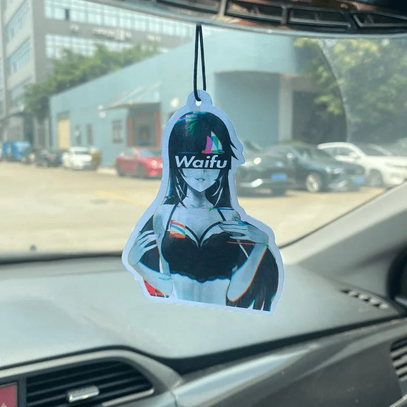 JDM-style cute anime girl "Waifu" car air freshener — rearview mirror hanging charm. Perfect for sprucing up your car interior