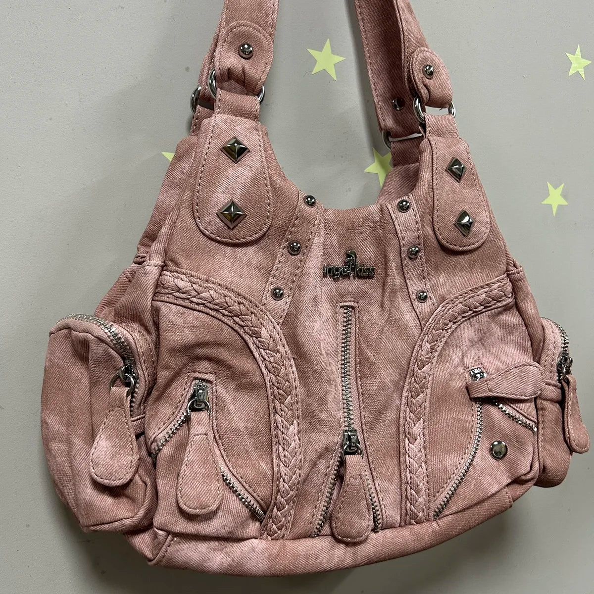 Y2K Washed Faux Leather Hobo Bag