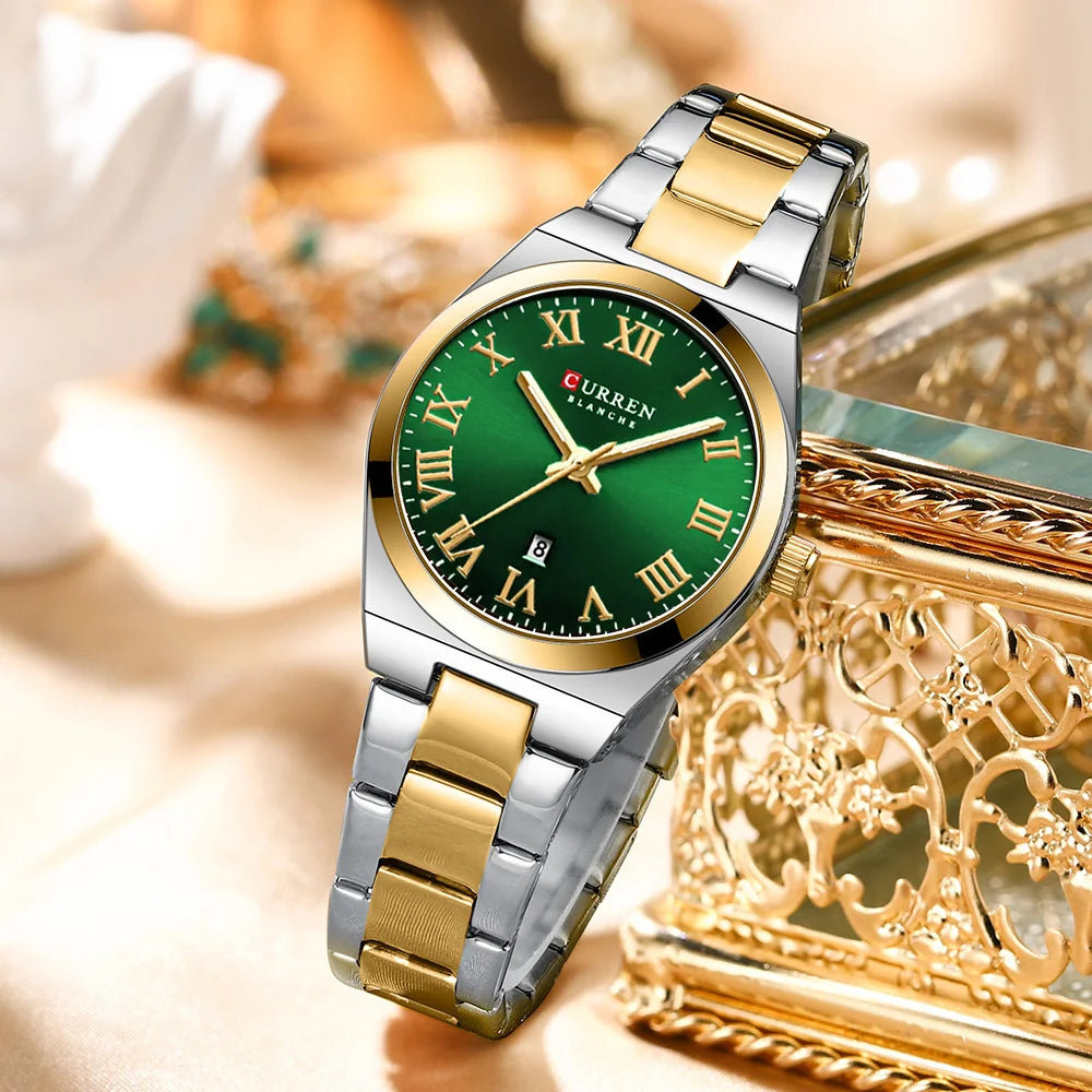 Women's Silver Stainless Steel Date Dress Watch