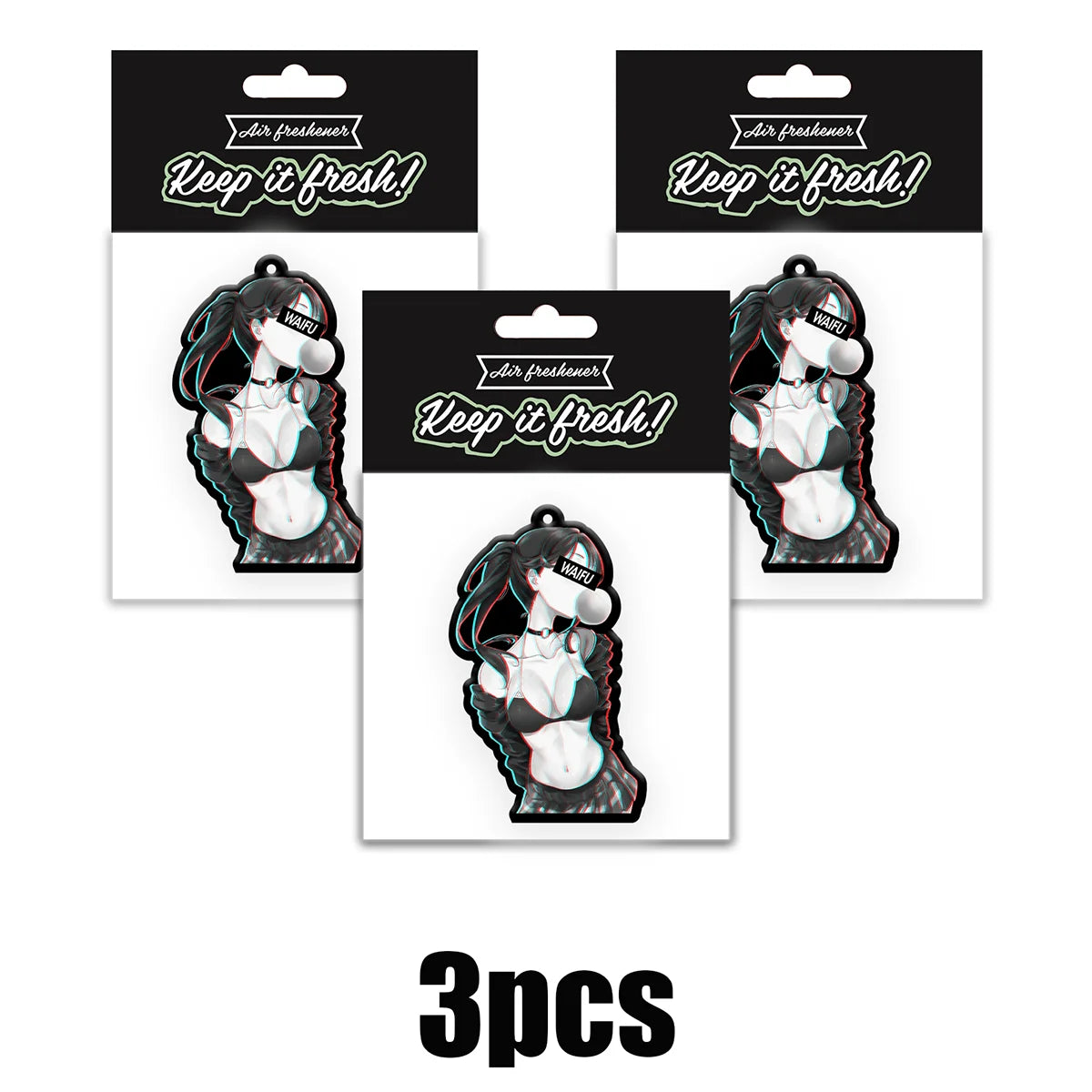 JDM-style cute anime girl "Waifu" car air freshener — rearview mirror hanging charm. Perfect for sprucing up your car interior