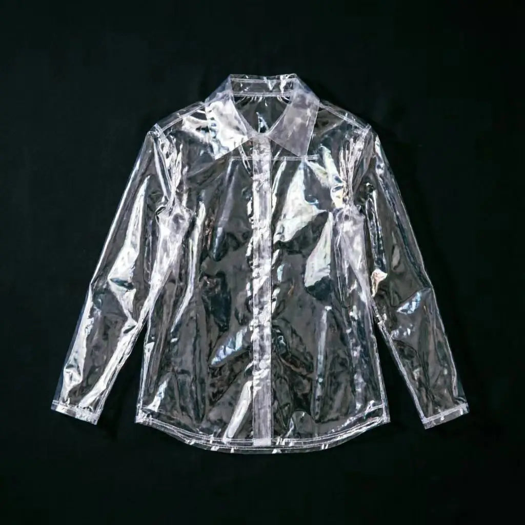 Sexy High-Transparency TPU Clear Shirt Spicy Girl See-Through Top Sun Protection Cardigan Bar Nightclub Party Costume