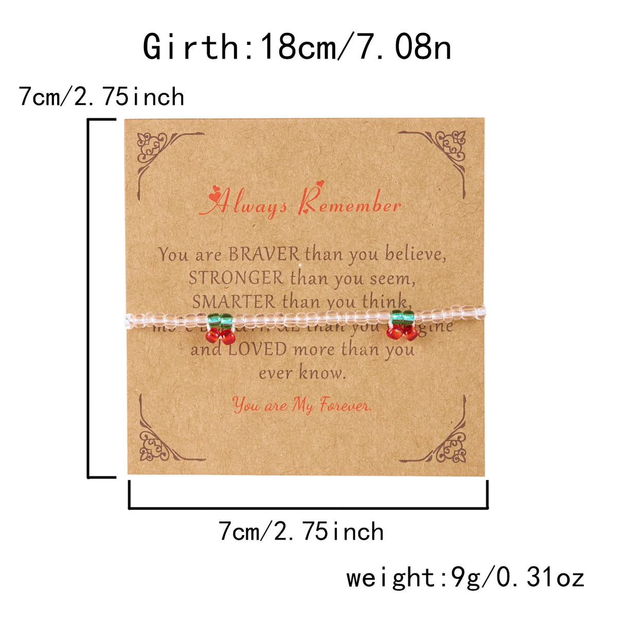 Red Cherry Beaded Charm Bracelet