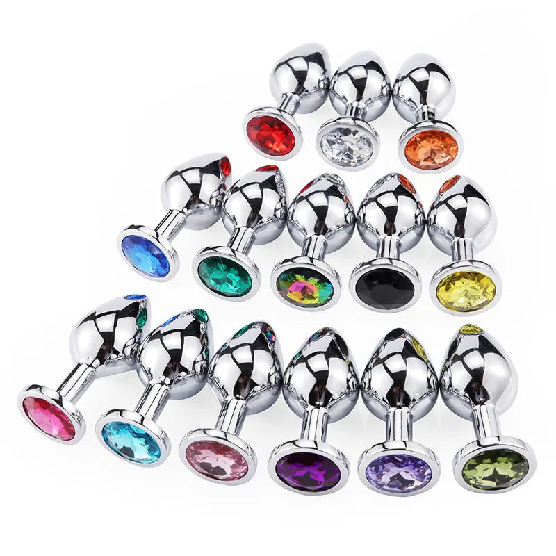 Colored Crystal Stainless Steel Anal Plug – 3 Sizes