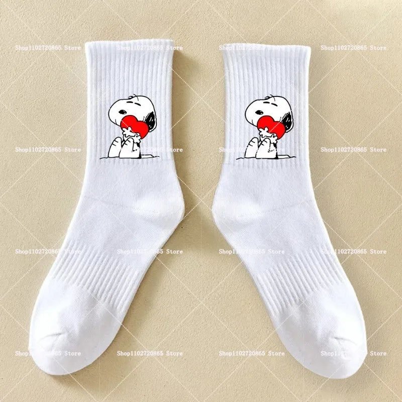 Snoopys Socks Cute Cartoon Anime Print Crew Socks Unisex All Season Breathable Soft Casual Sport Daily Wear Long Stockings Gift
