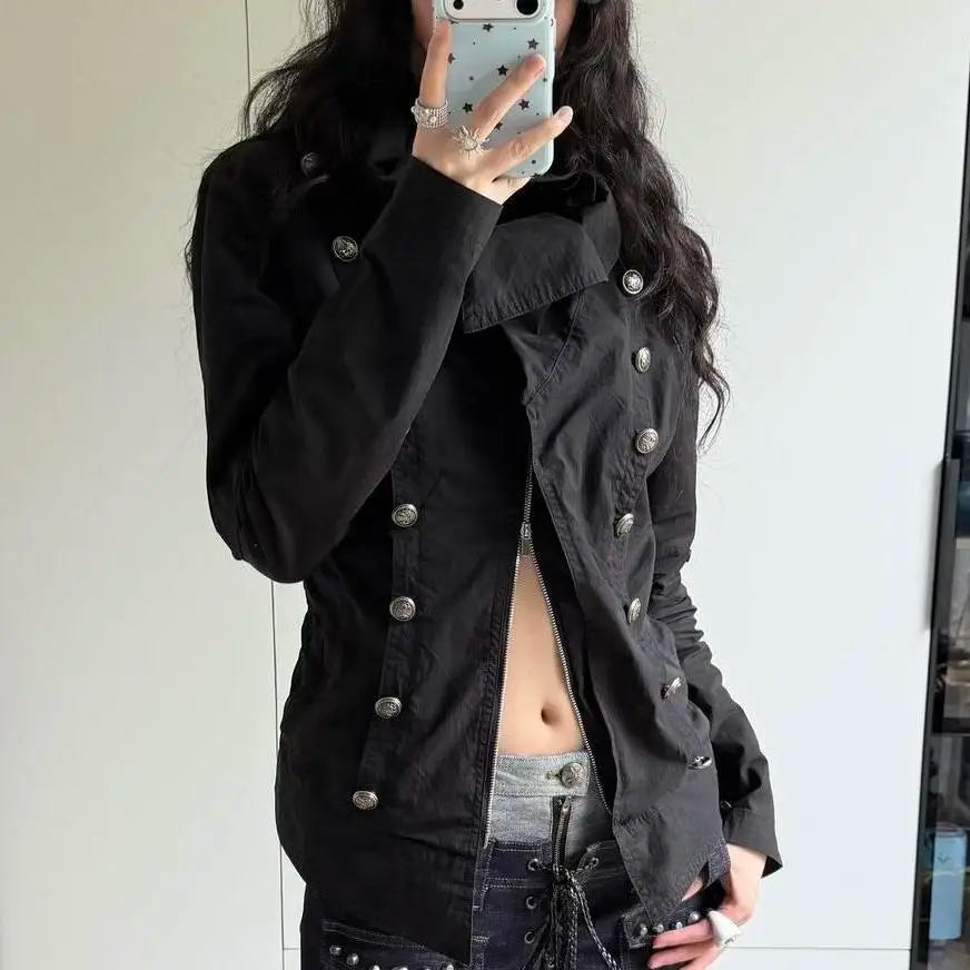 Women's Gothic Hooded Fur-Collar Jacket