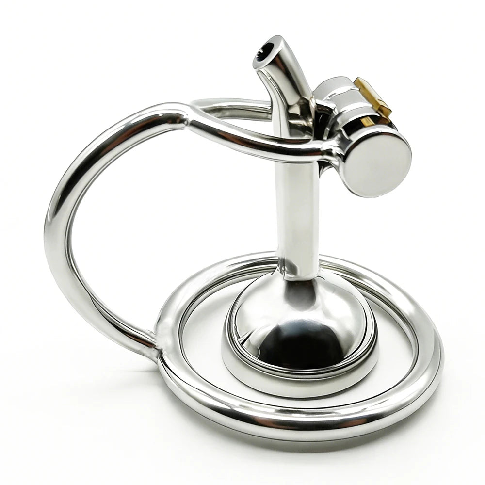 Stainless Steel Chastity Cage with Scrotum Lock