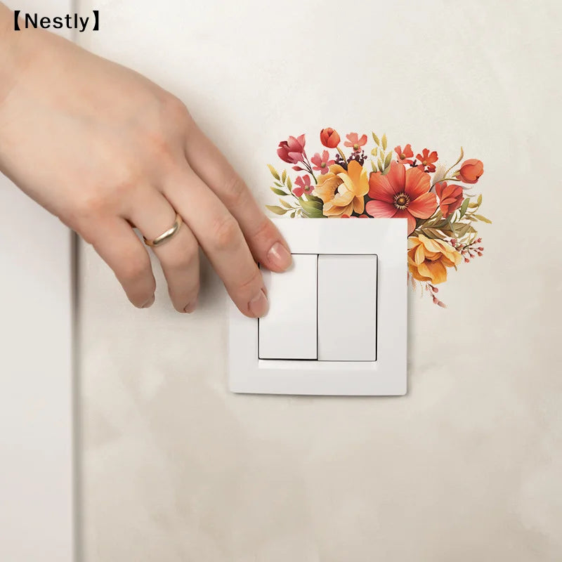 Romantic Flower Light Switch Wall Stickers