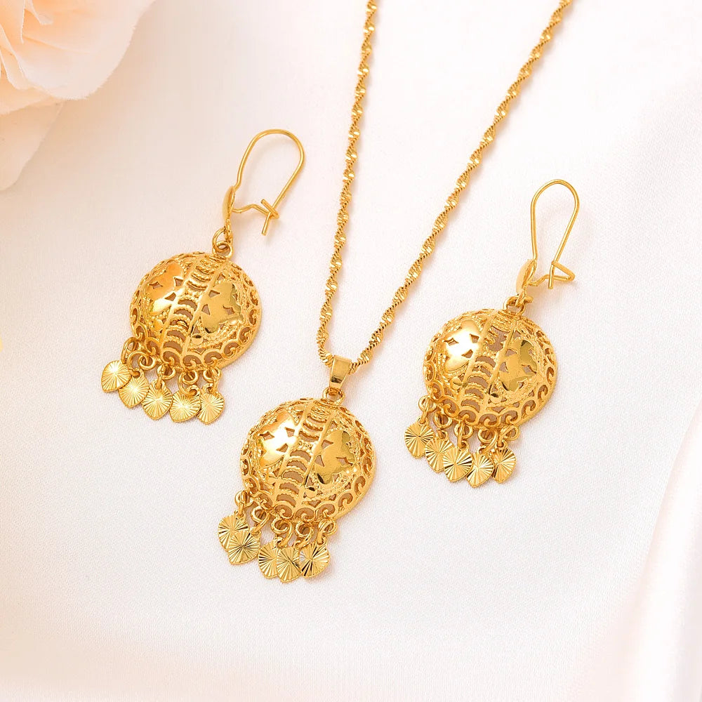 Women's Gold-Color Necklace & Earring Set