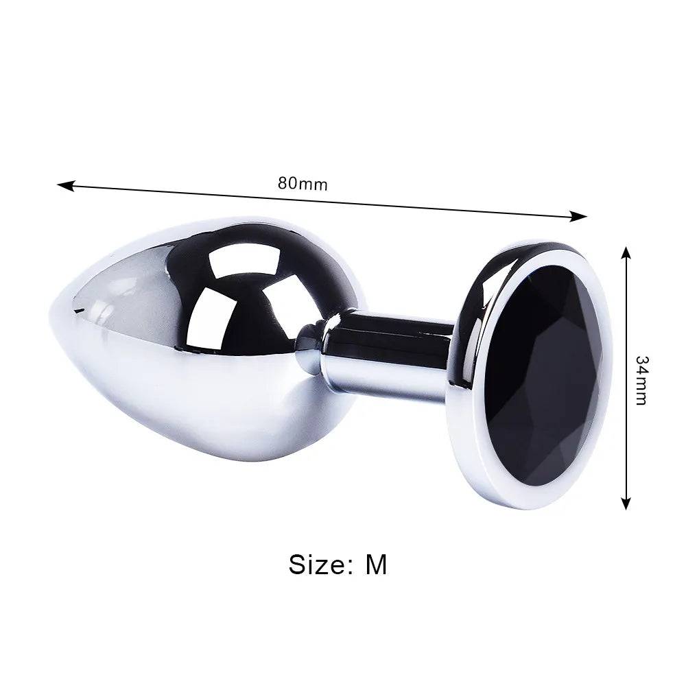 Colored Crystal Stainless Steel Anal Plug – 3 Sizes