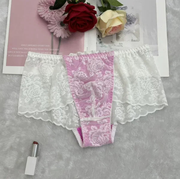 Sexy Flower Mens Underwear Sissy Male Gay Briefs Crossdress Lingerie Panties Men Lace Frill Underpants