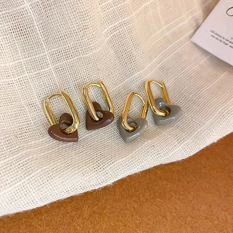 Red Heart Hoop Earrings