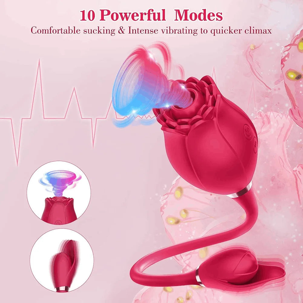 Rose-Sucking Vibrator Silicone Dildo for Women Slaping G Spot Anal Vibrators Stimulator Female Vibrating Egg Adult Toys