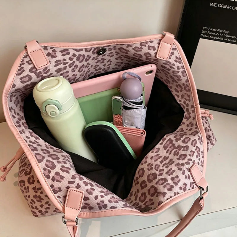 Polka Dot Leopard Print Shoulder Bag