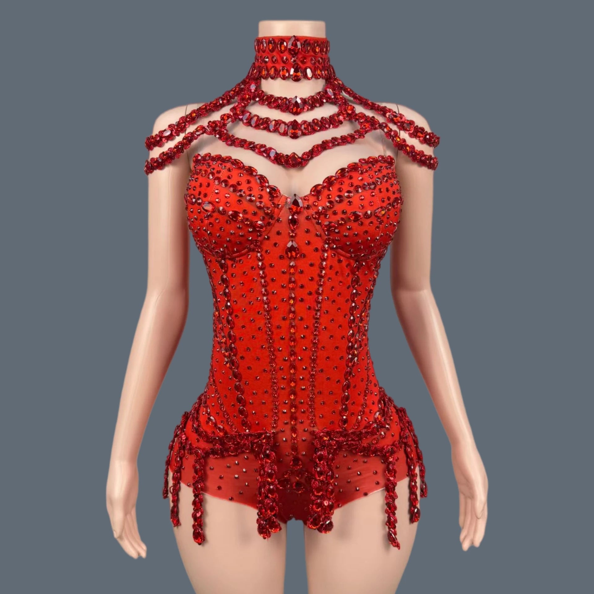 Sparkly Rhinestones Blue Sexy Elastic Bodysuit Women Dance Costume Nightclub Party Outfit Singer Stage  Performance Wear Tianlan