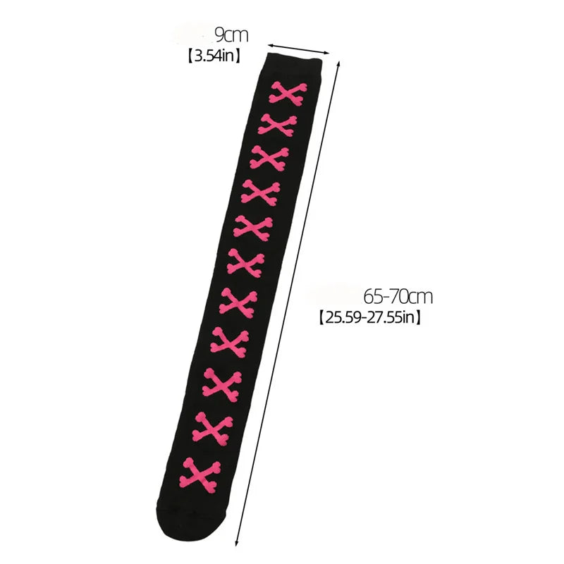 Women's Thigh High Socks Over the Knee Cable Knit Boot Socks, Crossed Bones Long Warm Fashion Leg Warmers Winter