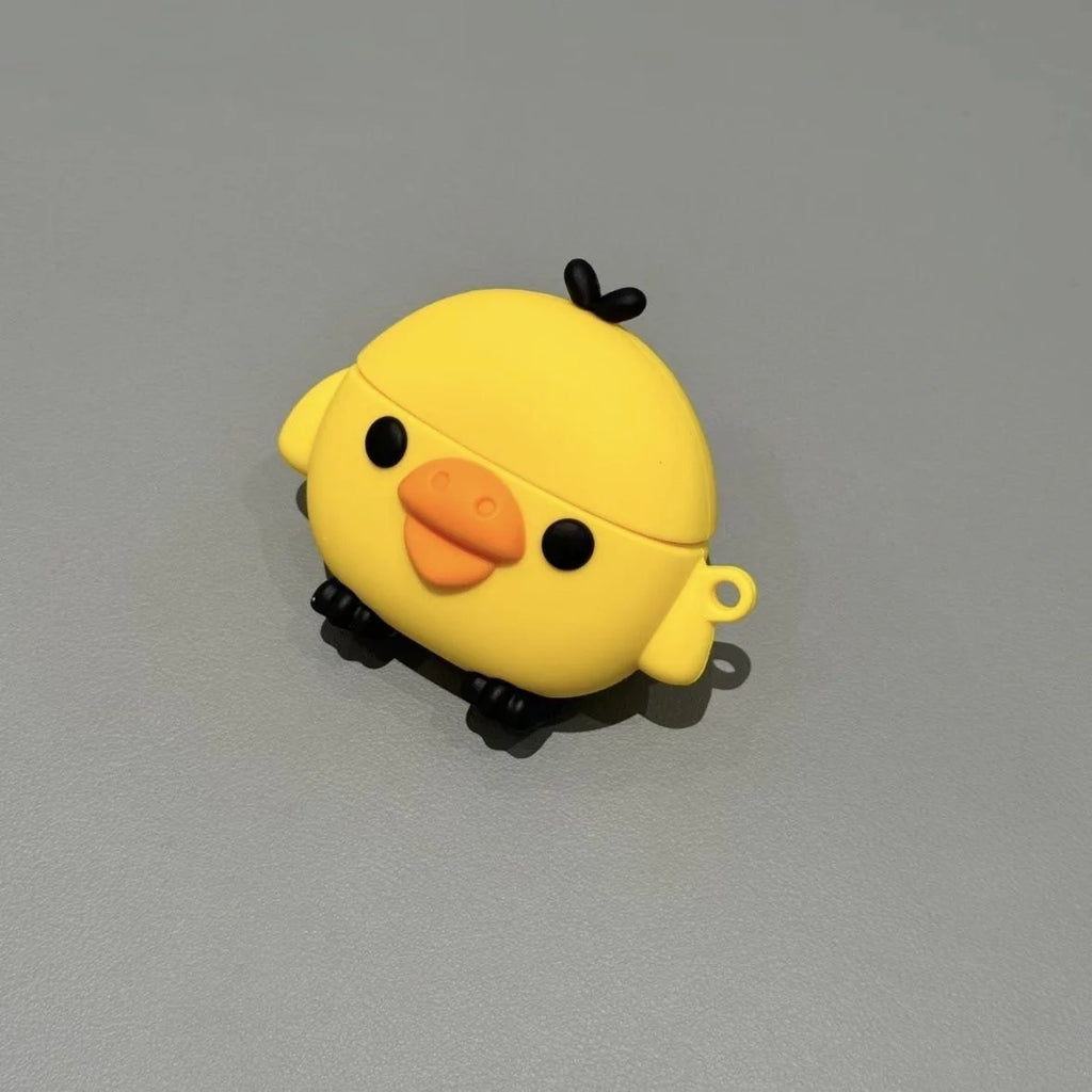 Kawaii 3D Yellow Chick AirPods Case, Soft Silicone Shockproof Protective Cover, Cute Cartoon Earphone Case For AirPods Pro 2/3/4