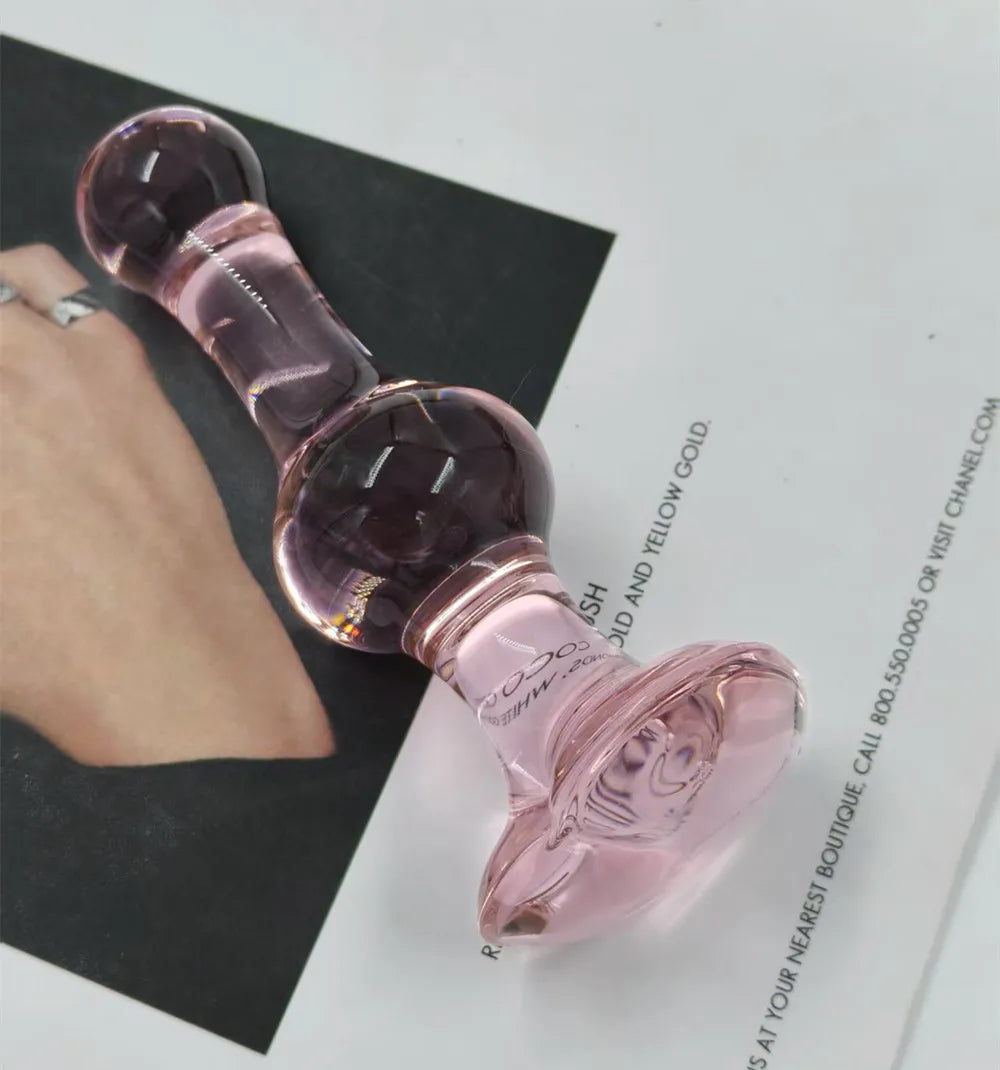 Pink Crystal Glass Anal Plug