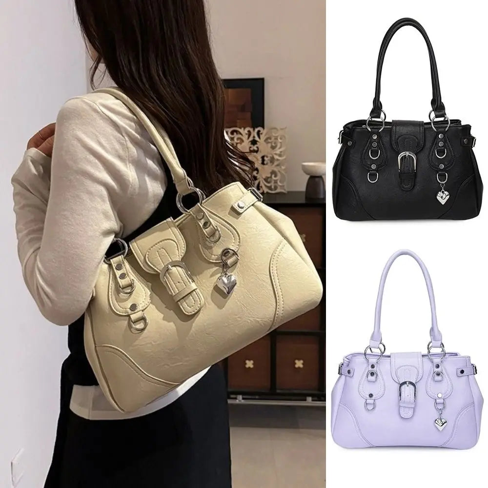 Y2K Faux Leather Motorcycle Shoulder Bag