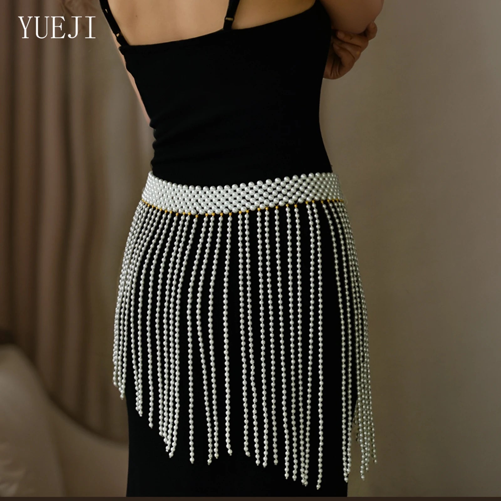 YUEJI Sexy Women Dress Waist Chain Handmade Beaded Tassel Style Short Skirt Women Dress Bikini Cover Up G97