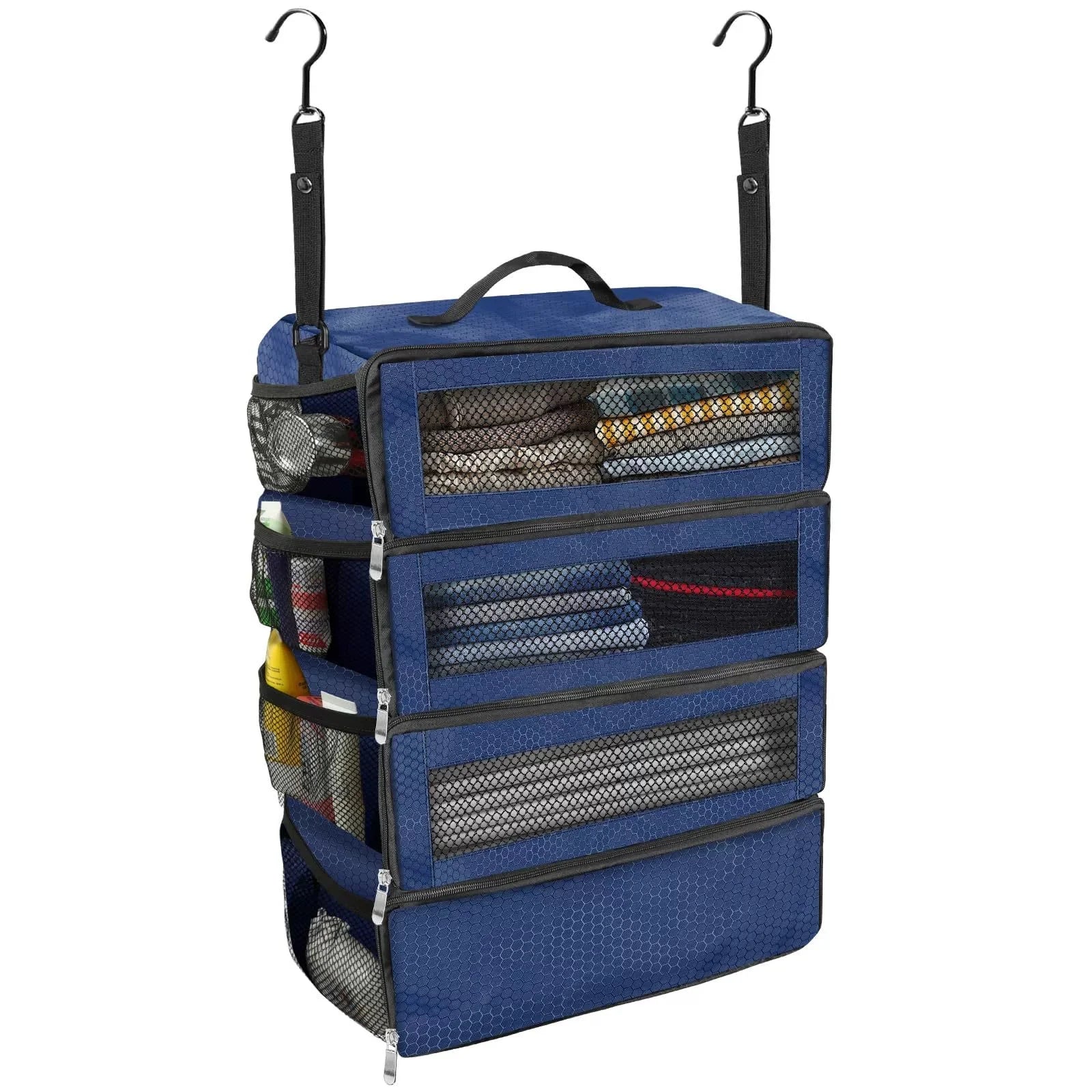 Suitcase Organizer, Travel Luggage Organizer Portable Hanging Shelves Collapsible Hanging Packing Cubes for Carry on Suitcase